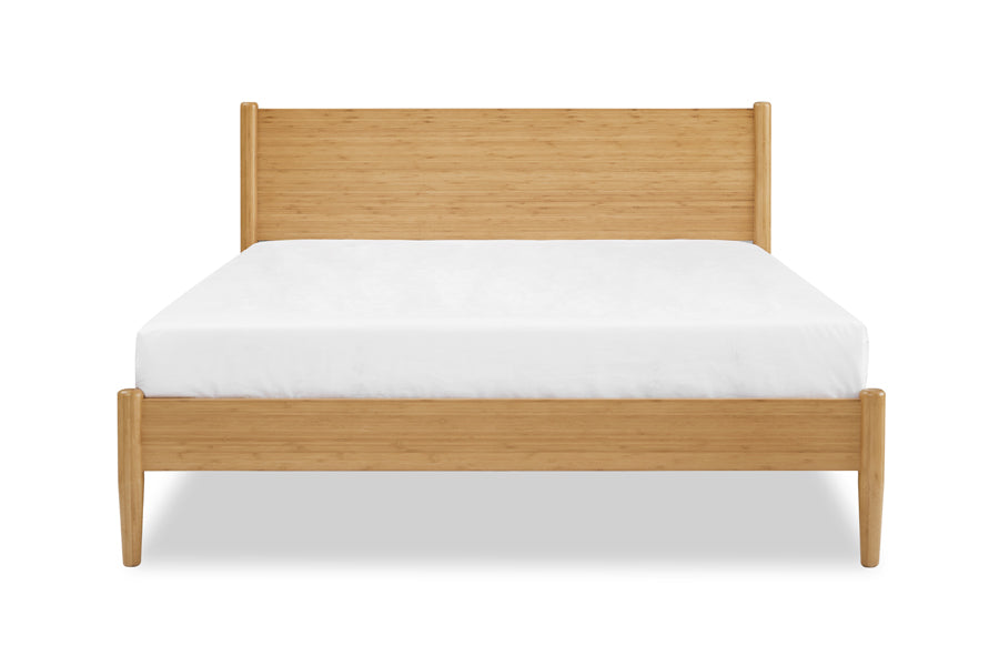 Ria Bedroom Collection by Greenington, showing front view of ria bedroom collection in caramelized/bed with mattress.