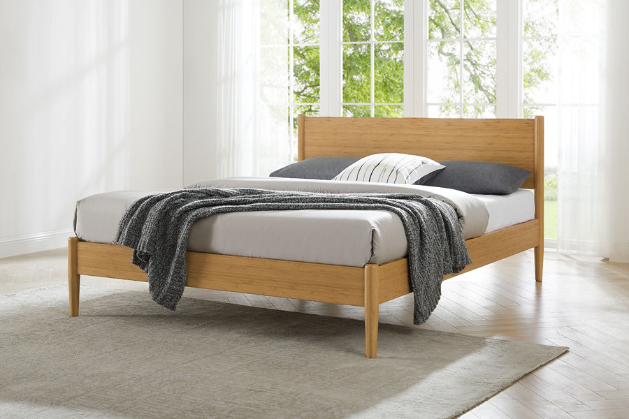 Ria Caramelized Platform Bed by Greenington, showing ria caramelized platform bed in live shot.