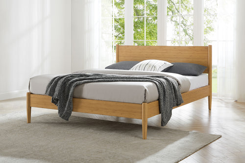 Ria Caramelized Platform Bed by Greenington, showing ria caramelized platform bed in live shot.