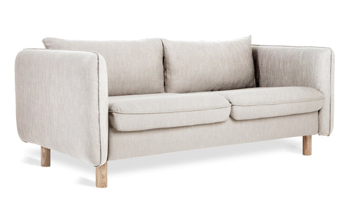 Rialto Sofa Bed and Mechanism with Ash Legs by Gus Modern - Stria Sand Fabric.