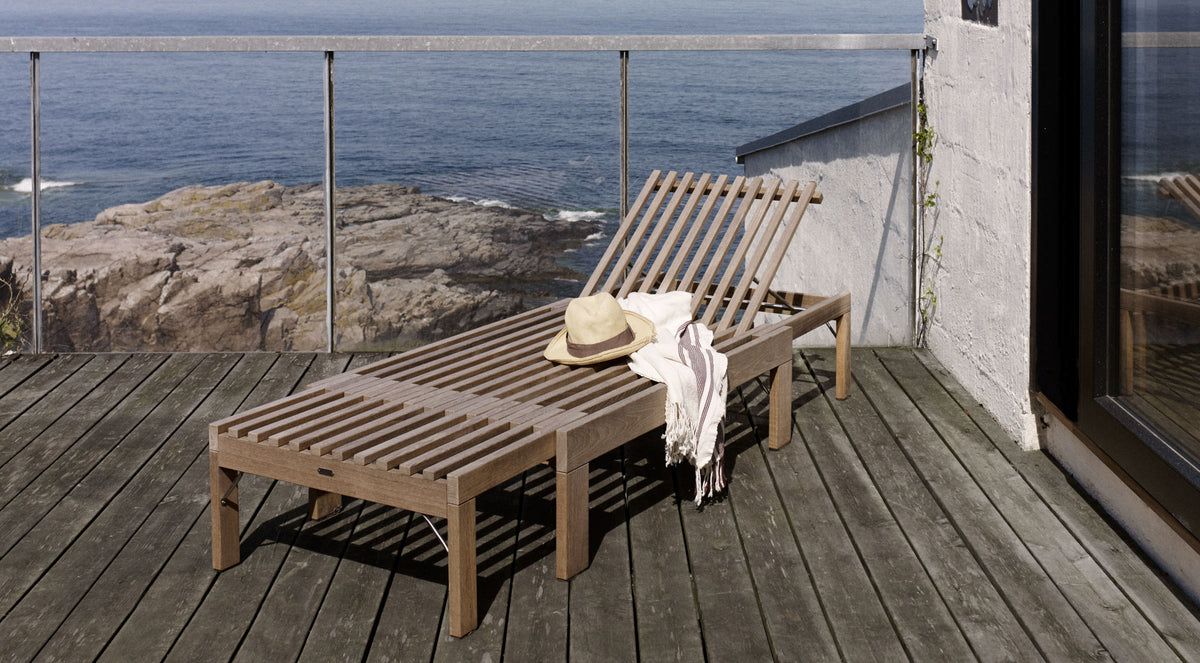 Riviera Sunlounger by Skagerak, showing riviera sunlounger in live shot.