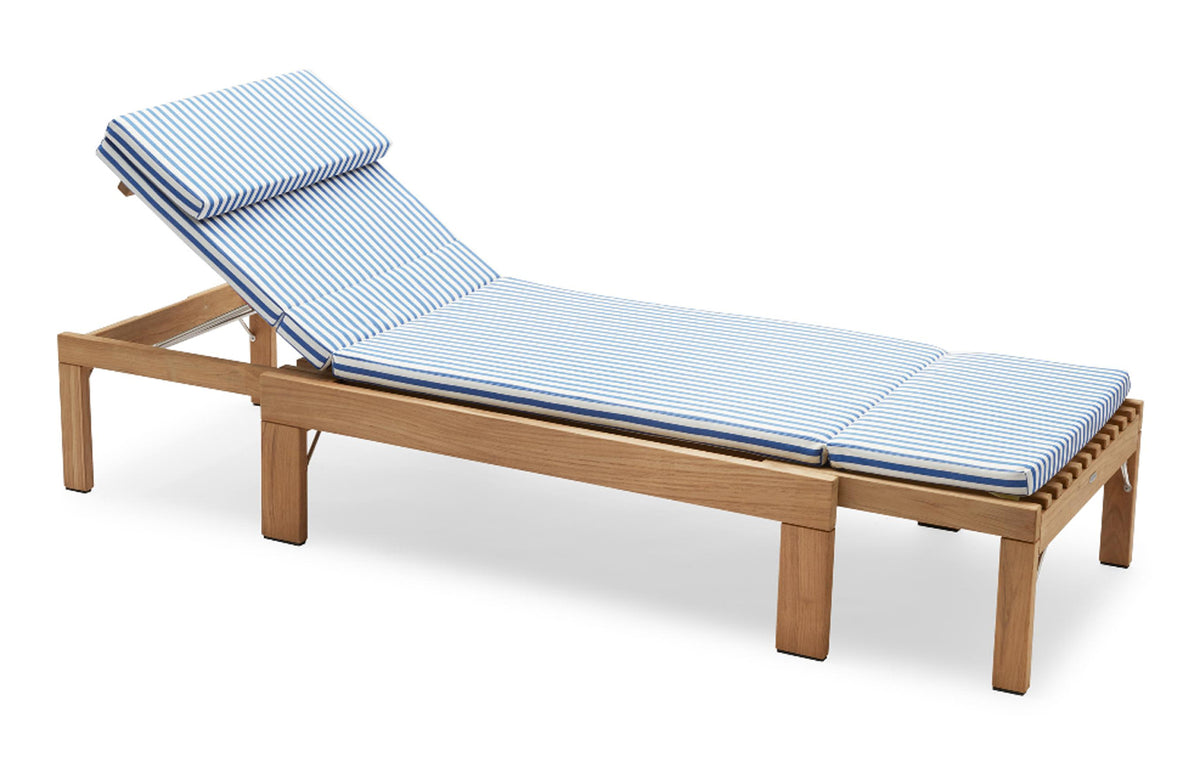 Riviera Sunlounger by Skagerak - Sea Blue Stripe Textile Cushion.