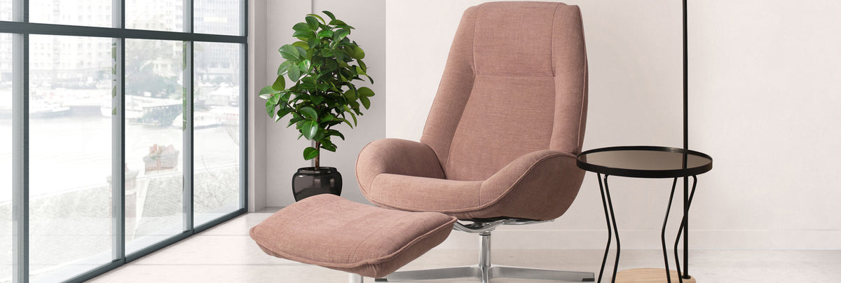 Roma Recliner Chair with Footrest by Kebe, showing roma recliner chair with footrest in live shot.