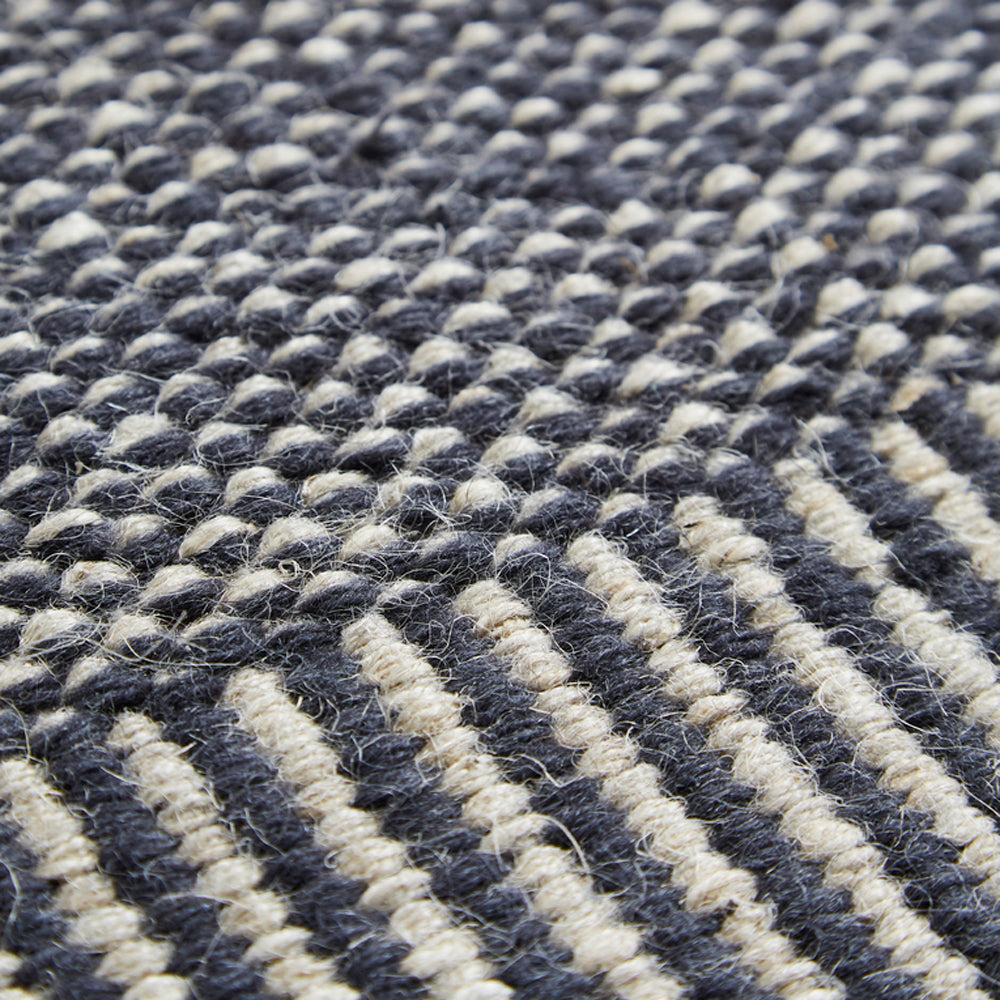 Rombo Rug by Woud, showing closeup view of rombo rug in live shot.