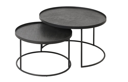 Round Tray Coffee Table Set (Trays Not Included) by Ethnicraft - Small/Large.
