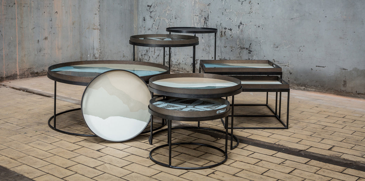 Tray Coffee Table by Ethnicraft, showing tray coffee tables set in live shot.