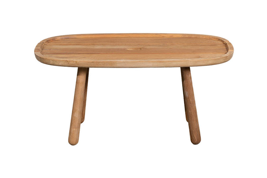 Royal Coffee Table by Cane-Line, showing front view of royal coffee table in rectangular/teak.