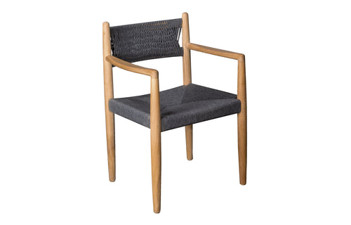 Royal Outdoor Dining Armchair by Cane-Line - Soft Rope with Teak.