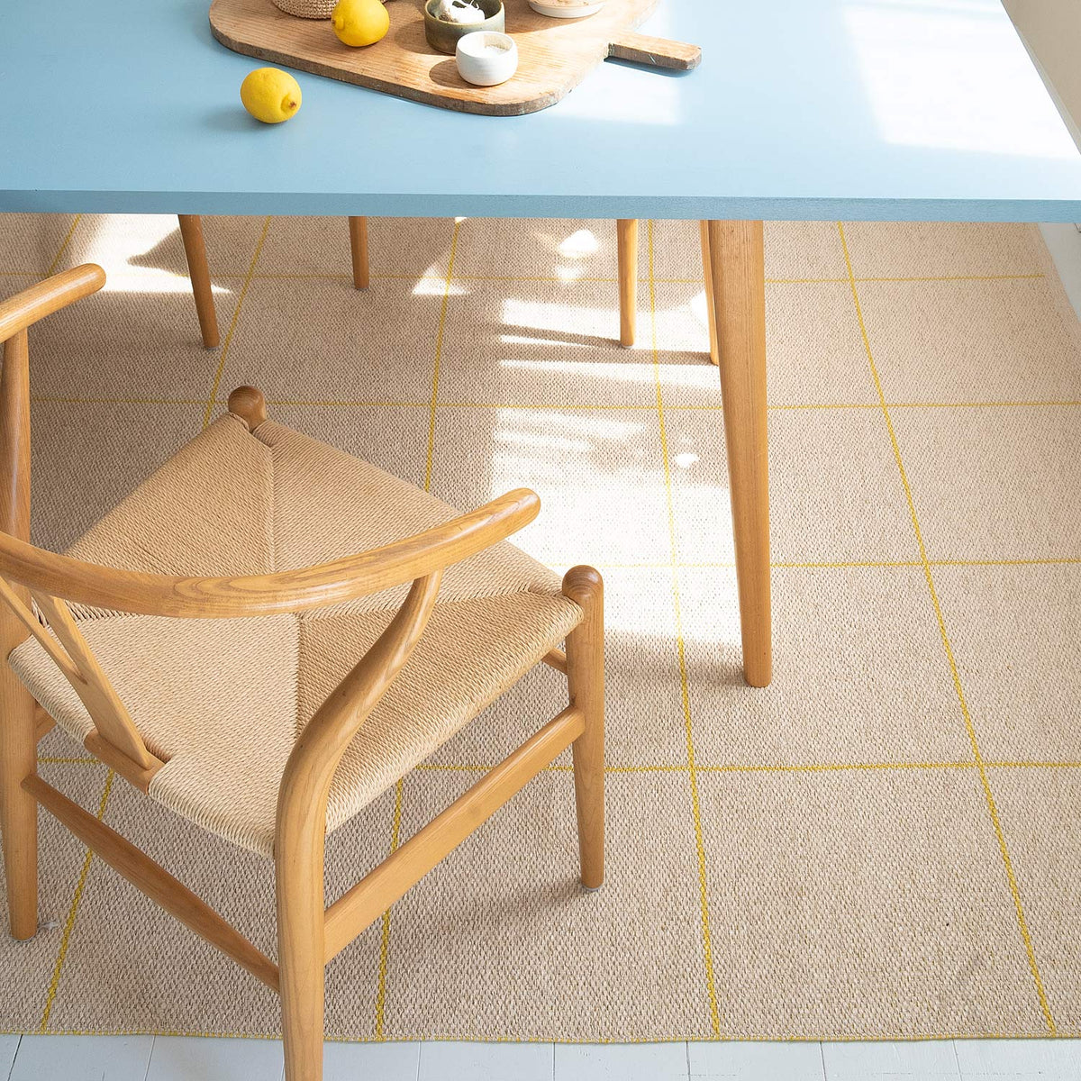 Ruth Woven Plastic Rug by Brita, showing closeup view of ruth woven plastic rug in live shot.
