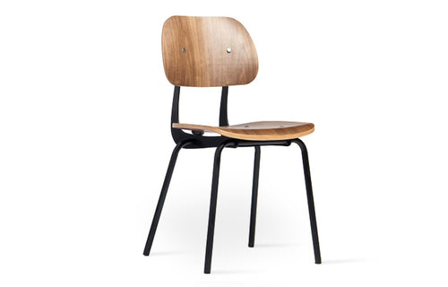 Saba Dining Chair by SohoConcept - Black Matte Steel, Walnut Veneer Plywood