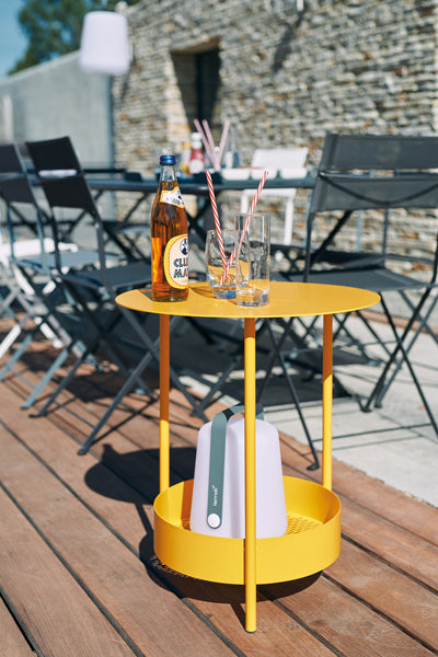 Salsa Side Table by Fermob, showing of side table in the live shot.