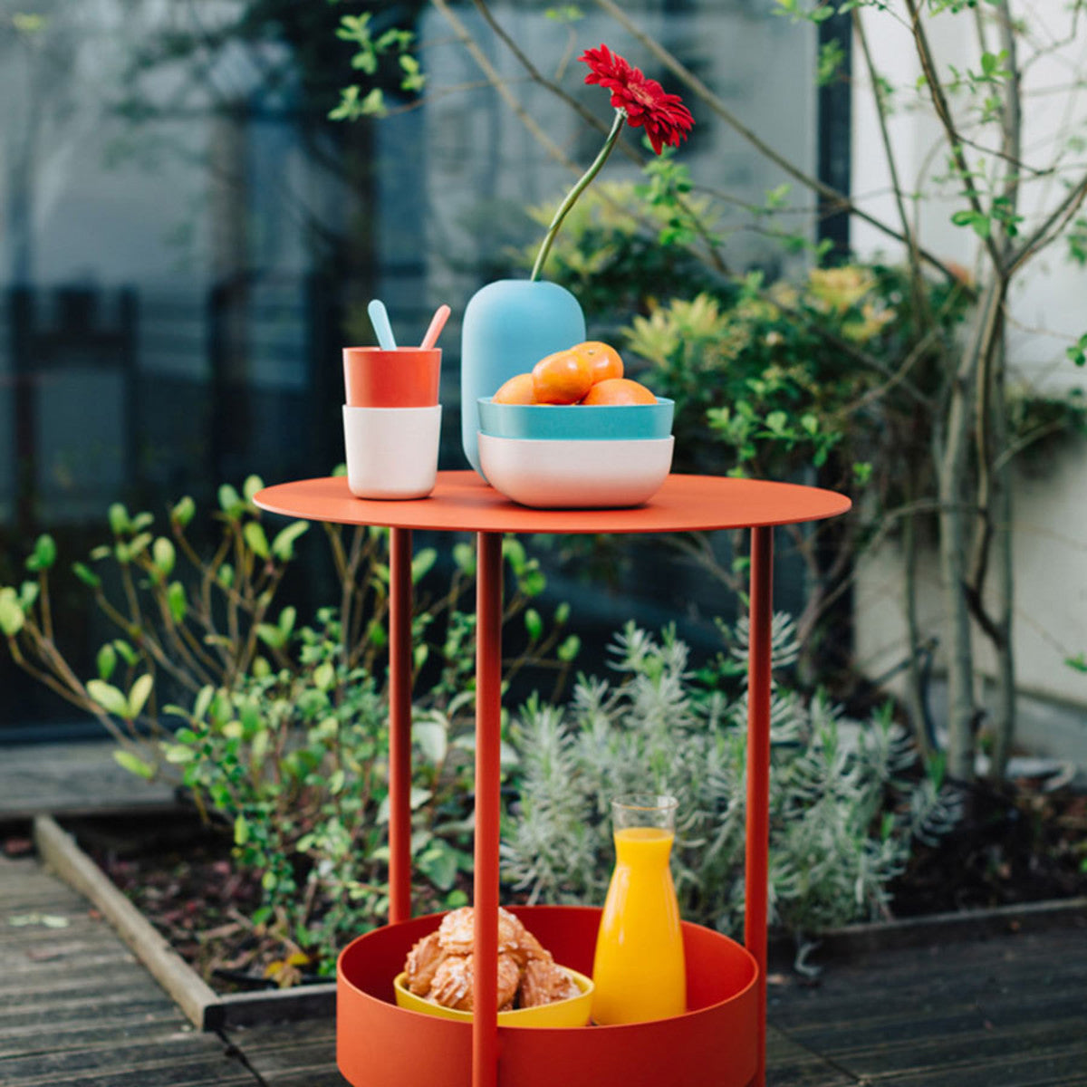 Salsa Side Table by Fermob, showing of side table in the live shot.