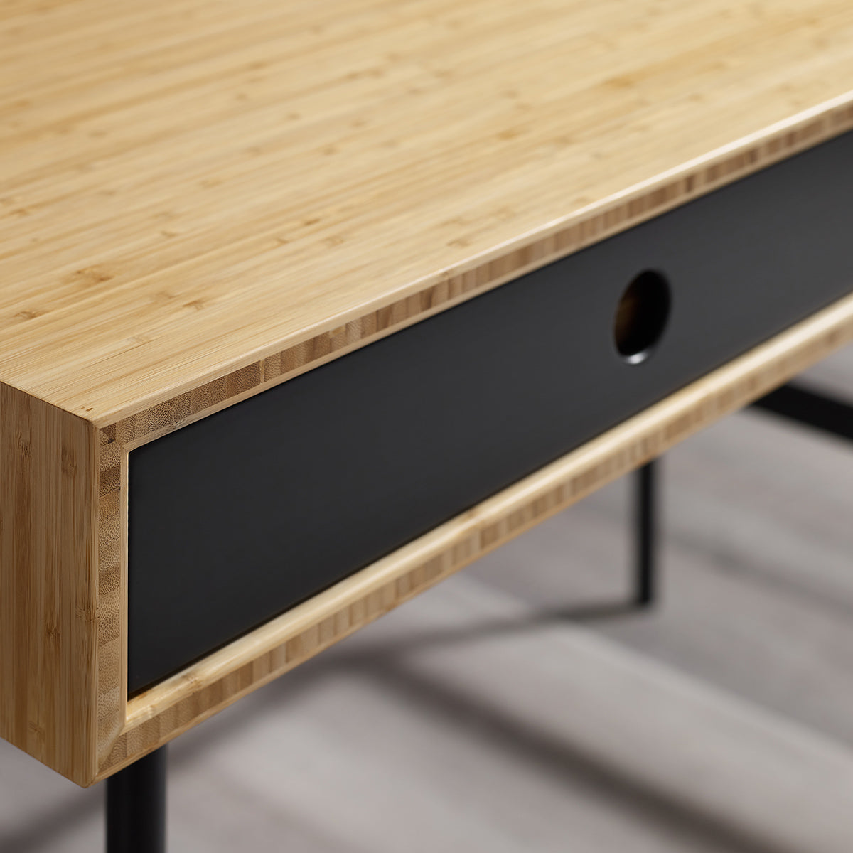 Santa Cruz Desk by Greenington, showing closeup view of santa cruz desk in live shot.
