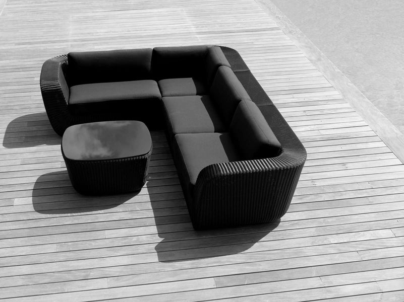 Savannah 2 Seater Sofa Left Module by Cane-Line, showing savannah 2 seater sofa left module in live shot.