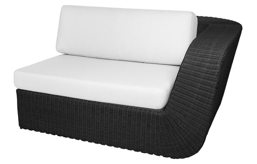 Savannah 2 Seater Sofa Left Module by Cane-Line - Black Fiber Weave, White Natte Cushion Set.