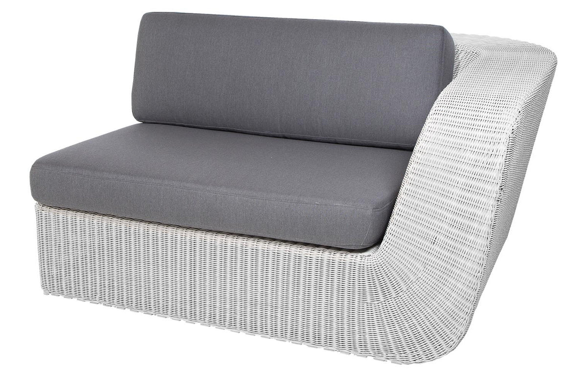 Savannah 2 Seater Sofa Left Module by Cane-Line - White Grey Fiber Weave, Grey Natte Cushion Set.