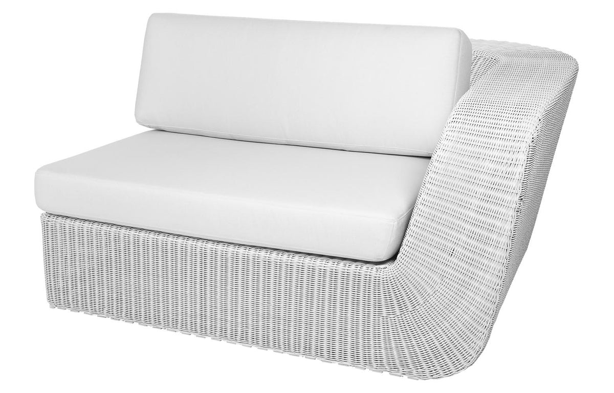 Savannah 2 Seater Sofa Left Module by Cane-Line - White Grey Fiber Weave, White Natte Cushion Set.