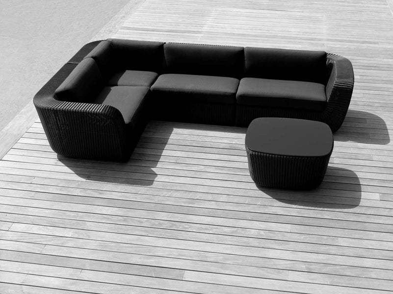 Savannah 2 Seater Sofa Right Module by Cane-Line, showing savannah 2 seater sofa right module in live shot.