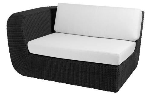 Savannah 2 Seater Sofa Right Module by Cane-Line - Black Fiber Weave, White Natte Cushion Set.