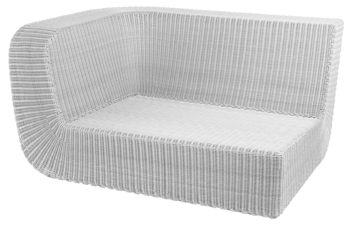 Savannah 2 Seater Sofa Right Module by Cane-Line - White Grey Fiber Weave, No Cushion Set.