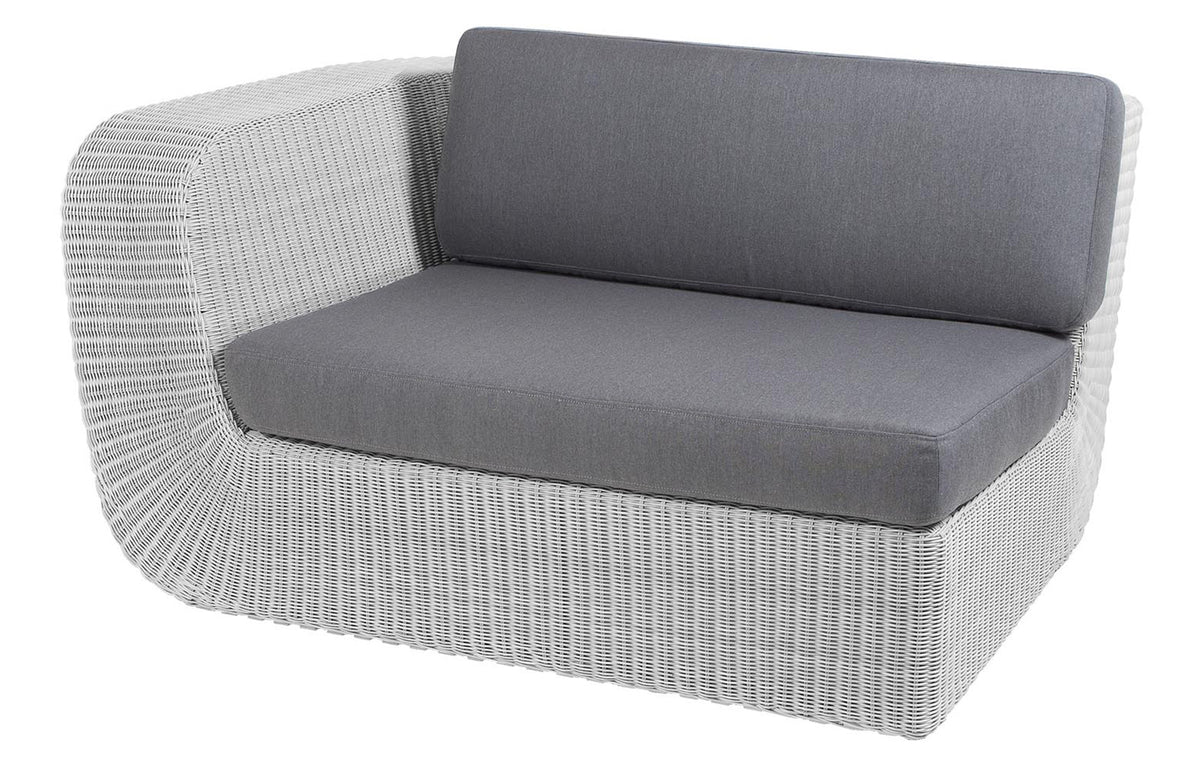 Savannah 2 Seater Sofa Right Module by Cane-Line - White Grey Fiber Weave, Grey Natte Cushion Set.