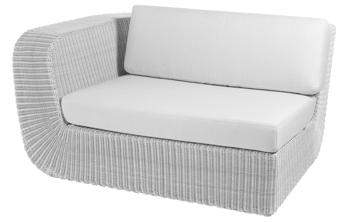 Savannah 2 Seater Sofa Right Module by Cane-Line - White Grey Fiber Weave, White Natte Cushion Set.