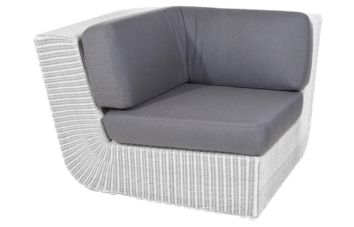 Savannah Corner Module by Cane-Line - White Grey Fiber Weave, Grey Natte Cushion Set.