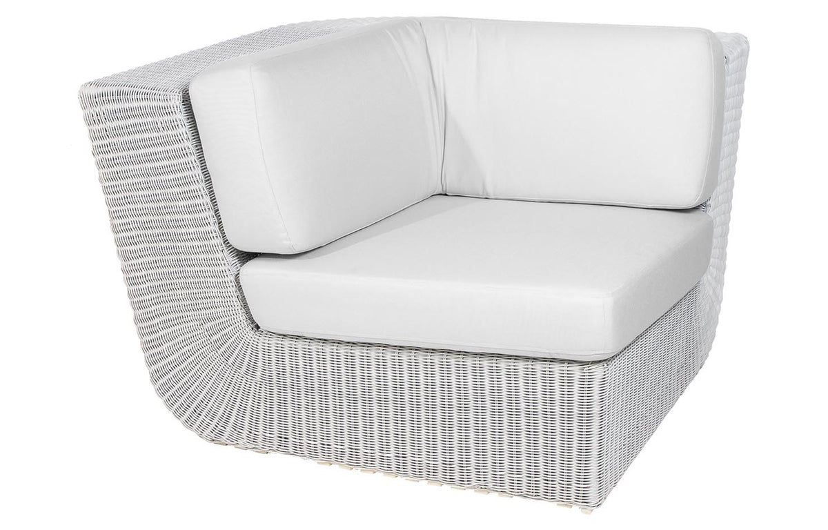 Savannah Corner Module by Cane-Line - White Grey Fiber Weave, White Natte Cushion Set.