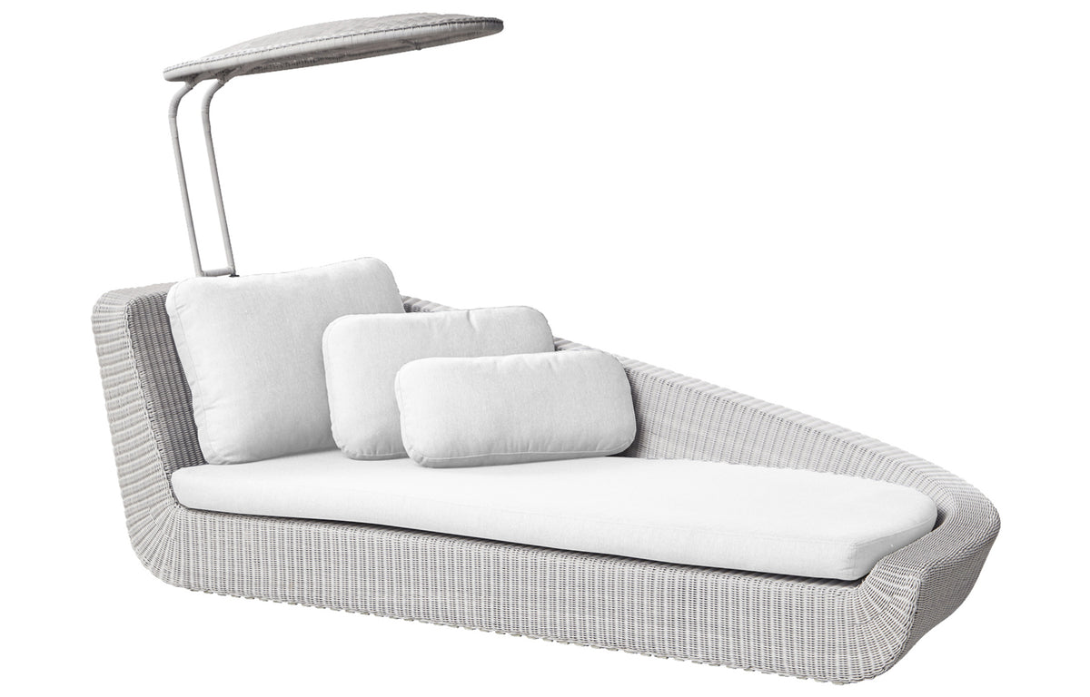 Savannah Daybed Left Module by Cane-Line - White Grey Fiber Weave, White Natte Cushion Set.