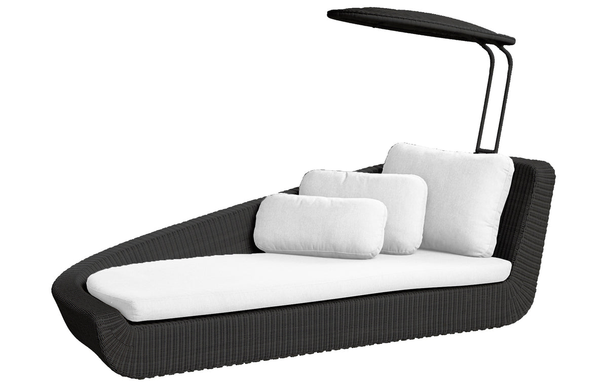 Savannah Daybed Right Module by Cane-Line - Black Fiber Weave, White Natte Cushion Set.