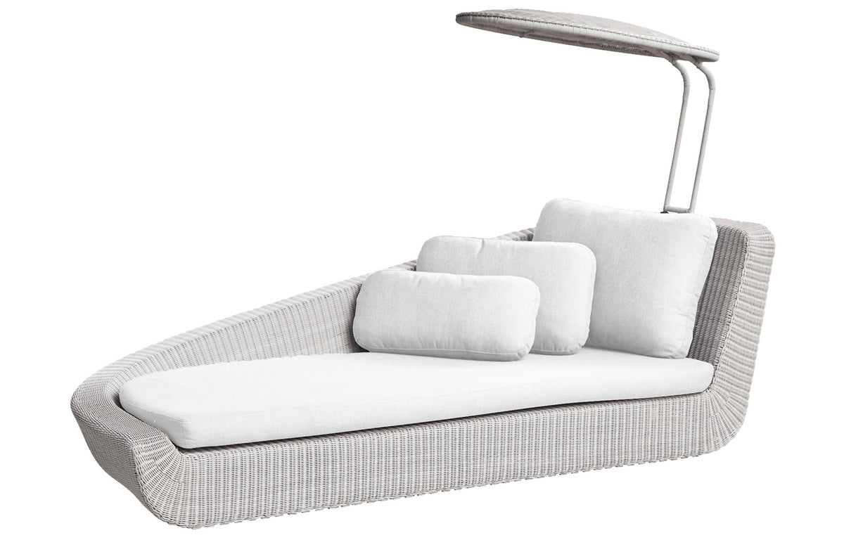 Savannah Daybed Right Module by Cane-Line - White Grey Fiber Weave, White Natte Cushion Set.