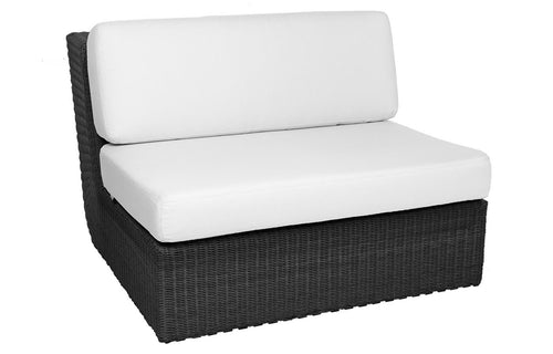 Savannah Single Module Sofa by Cane-Line - Black Fiber Weave, White Natte Cushion Set.