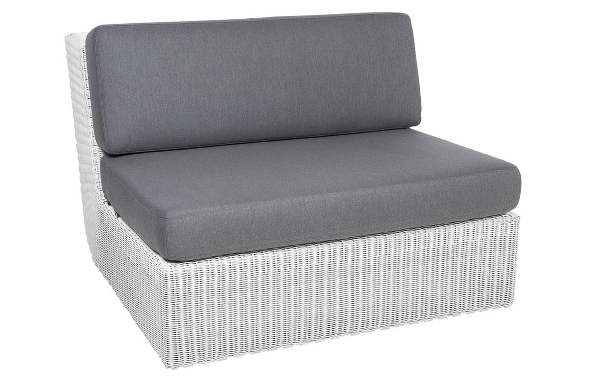 Savannah Single Module Sofa by Cane-Line - White Grey Fiber Weave, Grey Natte Cushion Set.