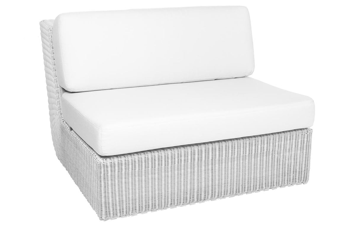 Savannah Single Module Sofa by Cane-Line - White Grey Fiber Weave, White Natte Cushion Set.