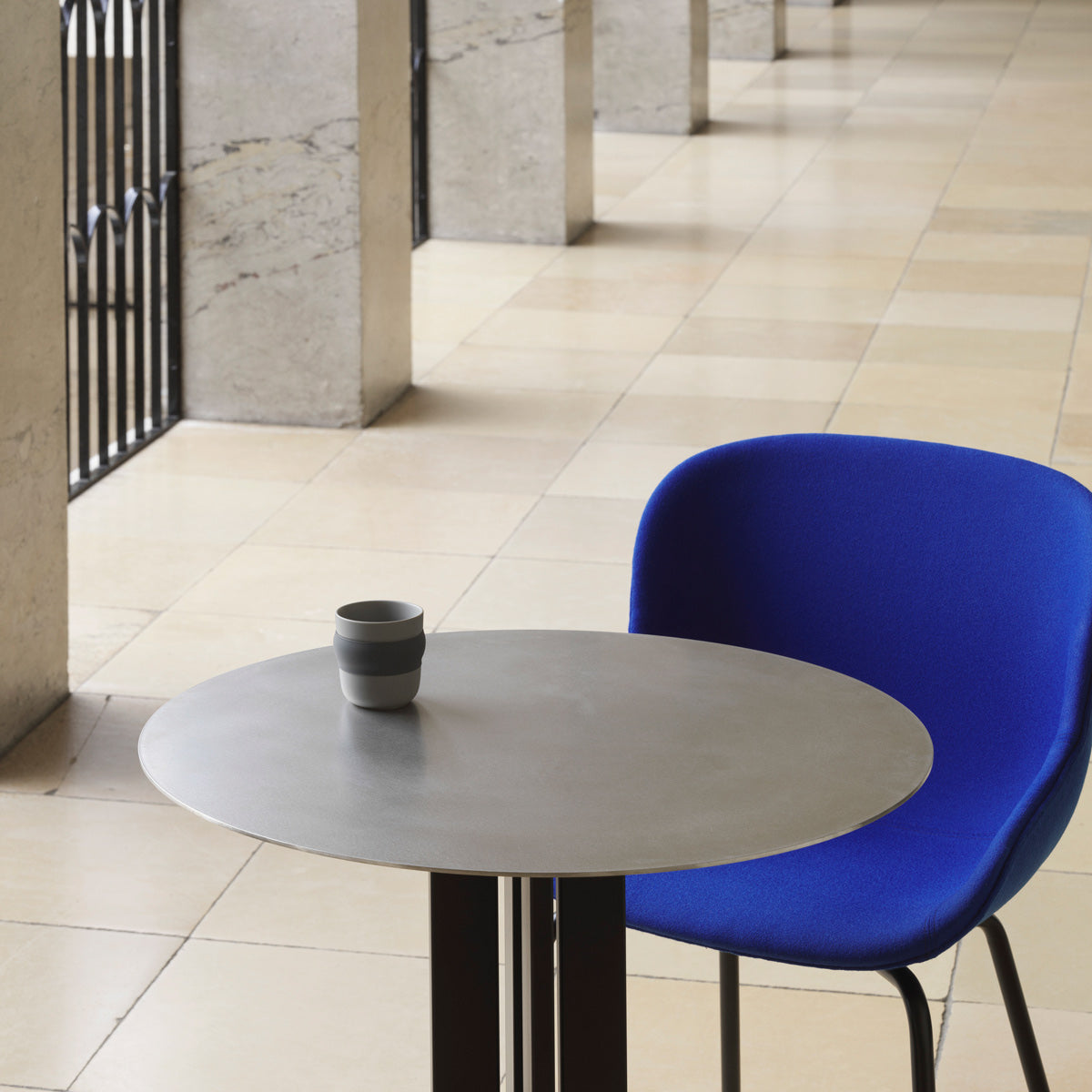 Scala Cafe Table by Normann Copenhagen, showing closeup view of scala cafe table in live shot.