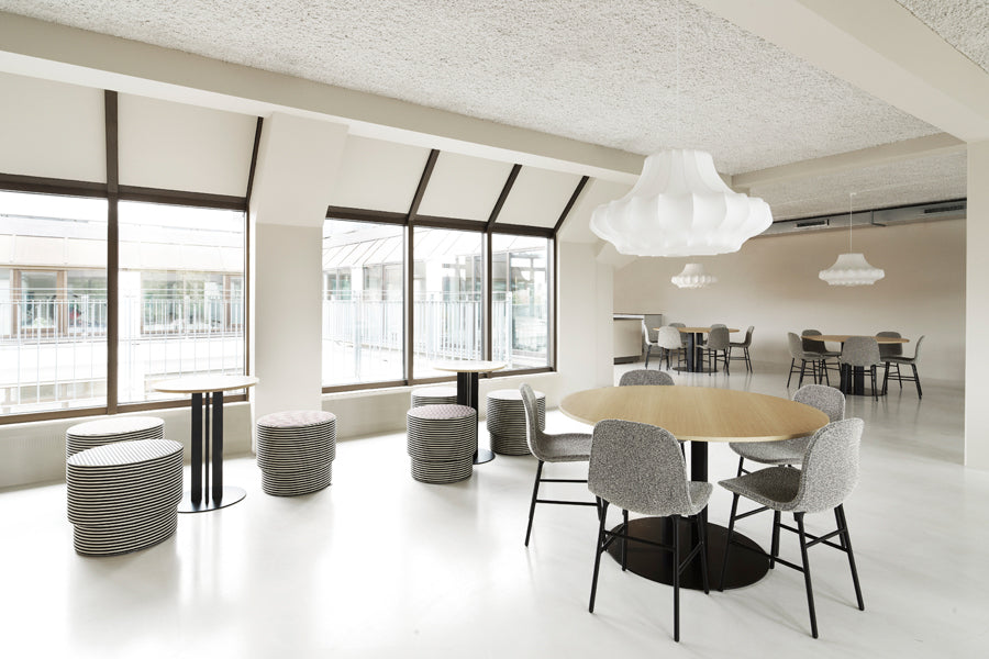 Scala Cafe Table by Normann Copenhagen, showing scala cafe tables in live shot.