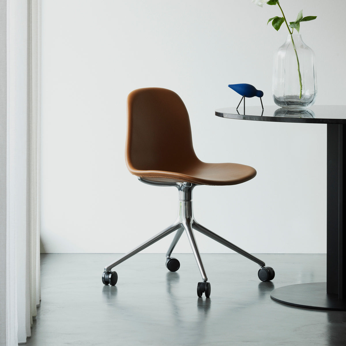 Scala Table by Normann Copenhagen, showing closeup view of scala table in live shot.