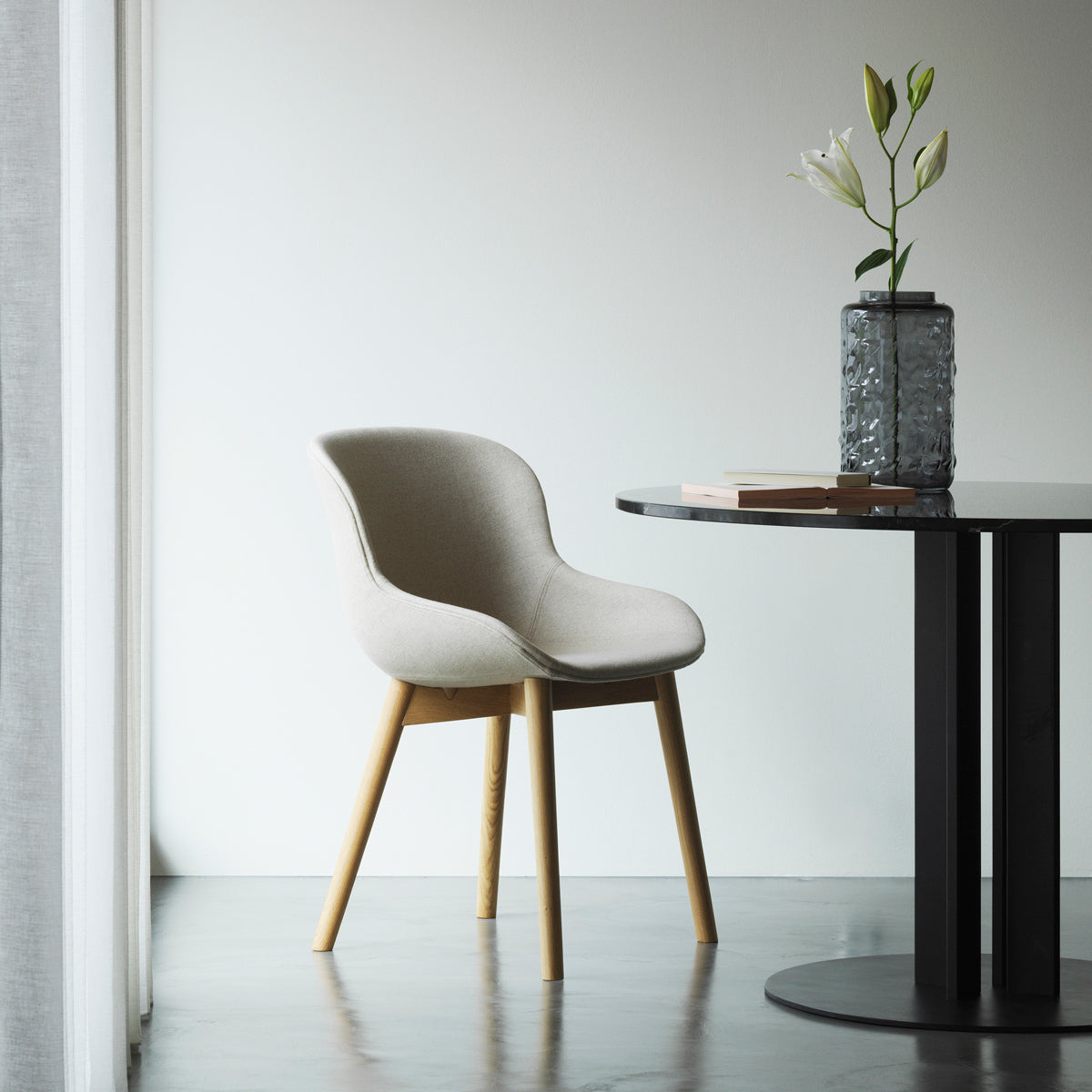 Scala Table by Normann Copenhagen, showing closeup view of scala table in live shot.