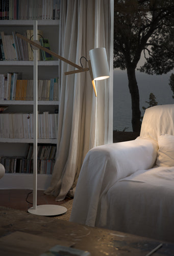 Scantling P Floor Lamp by Marset, lacquered aluminium shade.