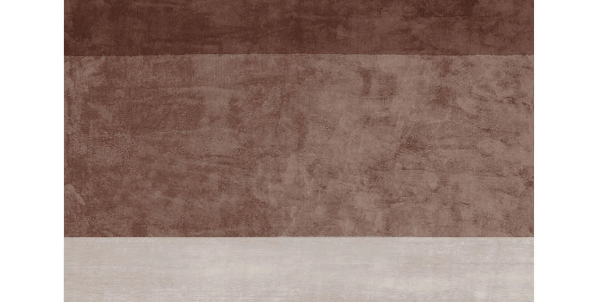 Scopello SO33 Rug by Second Studio, showing closeup view of scopello so33 rug by second studio in rust & taupe.