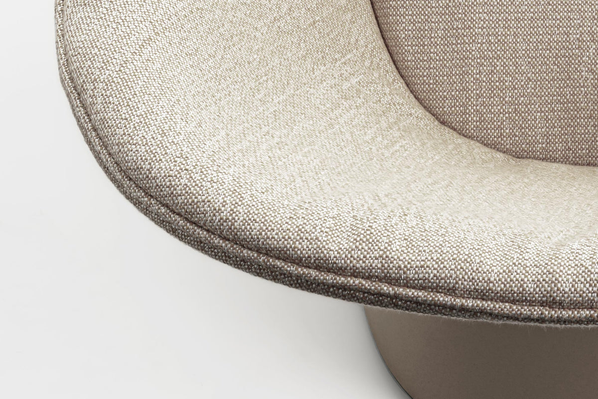 Sensu Outdoor Lounge Chair with Easy Upholstery Seat Cover by Toou, showing closeup view of sensu lounge chair with easy upholstery in live shot.