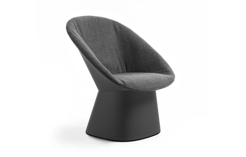 Sensu Outdoor Lounge Chair with Easy Upholstery Seat Cover by Toou - Anthracite Eco Plastic, Tomado Sunbrella Upholstery.