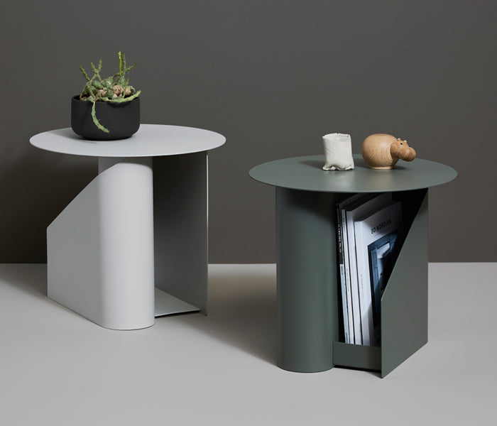 Sentrum Side Table by Woud, showing sentrum side tables in live shot.