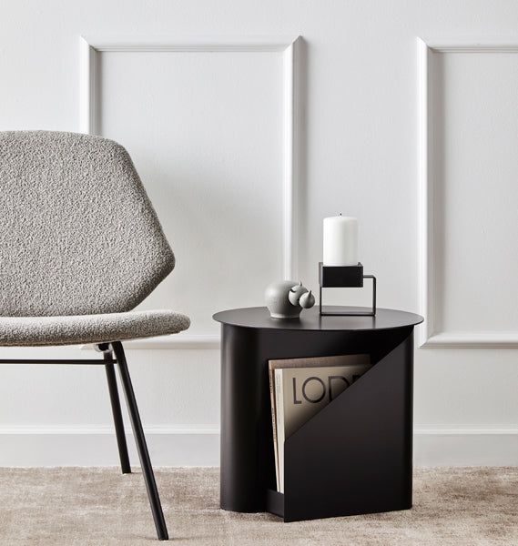 Sentrum Side Table by Woud, showing sentrum side table in live shot.