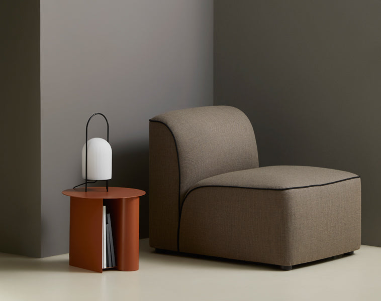 Sentrum Side Table by Woud, showing sentrum side table in live shot.