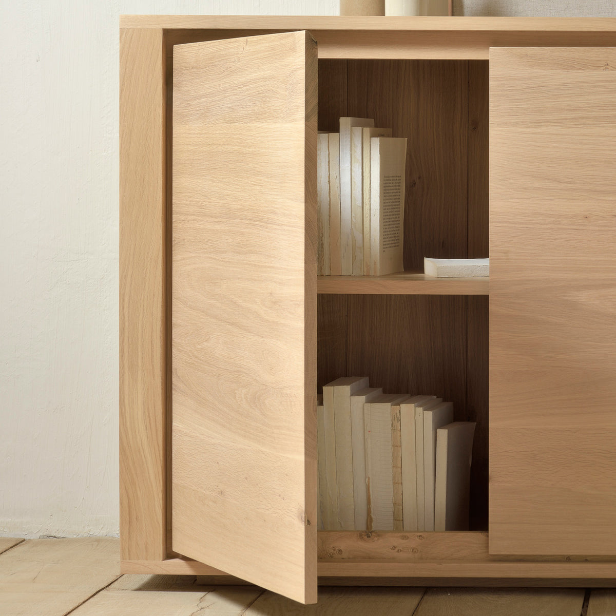 Shadow Sideboard by Ethnicraft, showing closeup view of shadow sideboard in live shot.