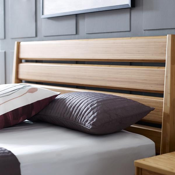 Sienna Platform Bed by Greenington, showing closeup view of sienna platform bed in live shot.