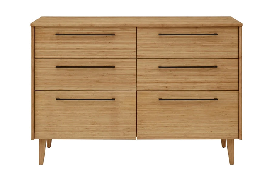 Sienna Six Drawer Dresser by Greenington, showing front view of sienna six drawer dresser in caramelized wood.