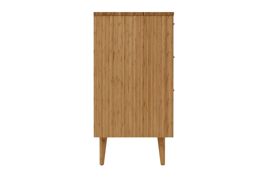 Sienna Six Drawer Dresser by Greenington, showing side view of sienna six drawer dresser in caramelized wood.