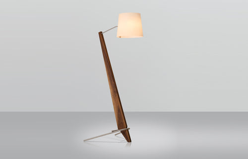 Silva Giant Floor Lamp by Cerno - Walnut Wood + Brushed Aluminum Metal.